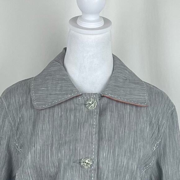 Spanner Gray Linen Blend Coastal Grandma CottageCore Jacket NWT Size 8 - Picture 3 of 10